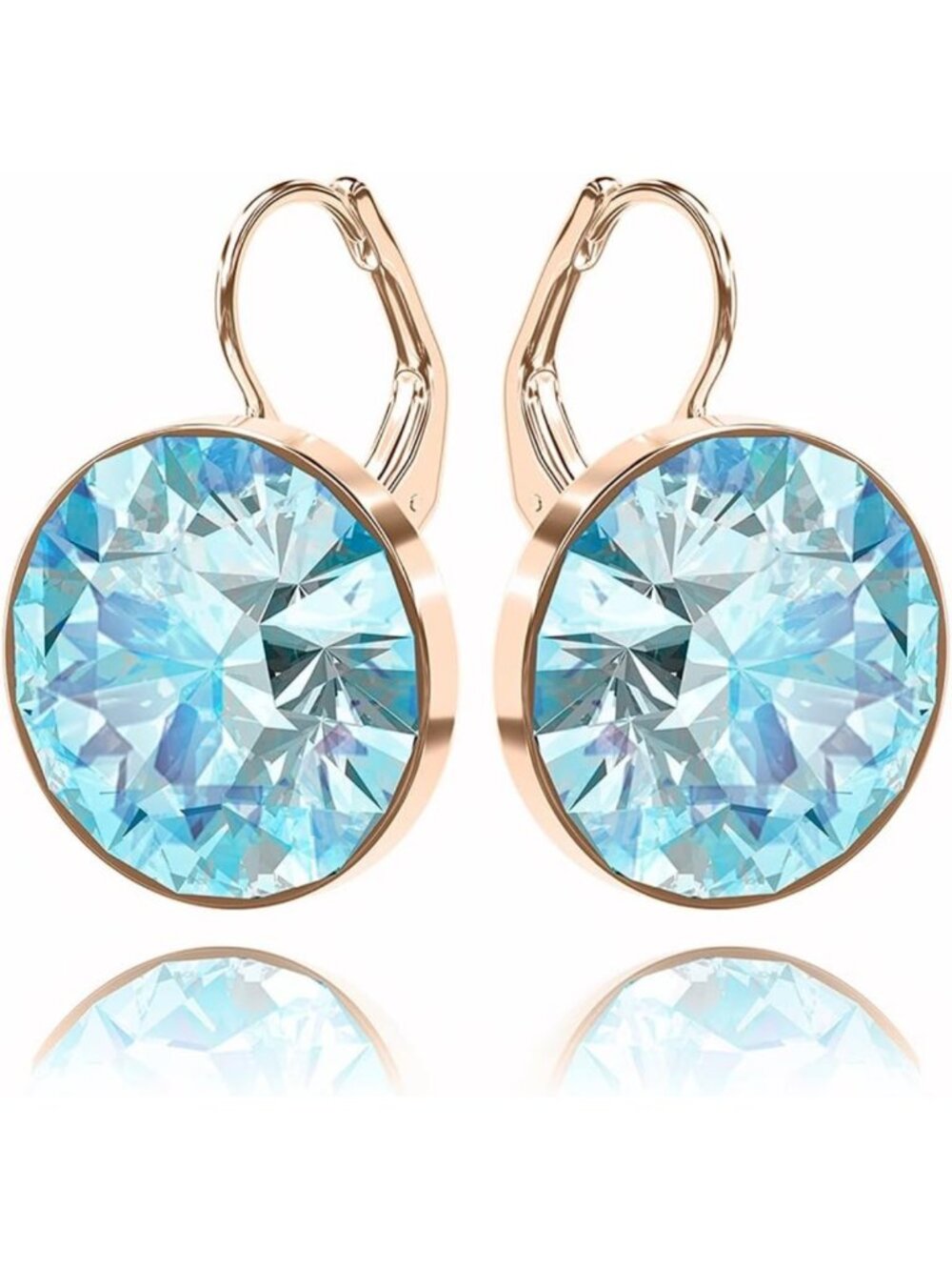 Stunning Crystal Solitaire Drop Earrings for Women - Elegant Leverback Design